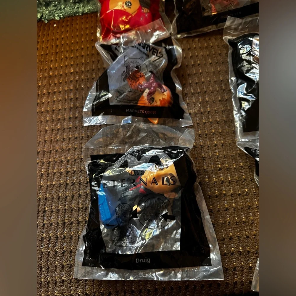 McDonald's Marvel Eternals Action Figures Set - Red, Black, Orange